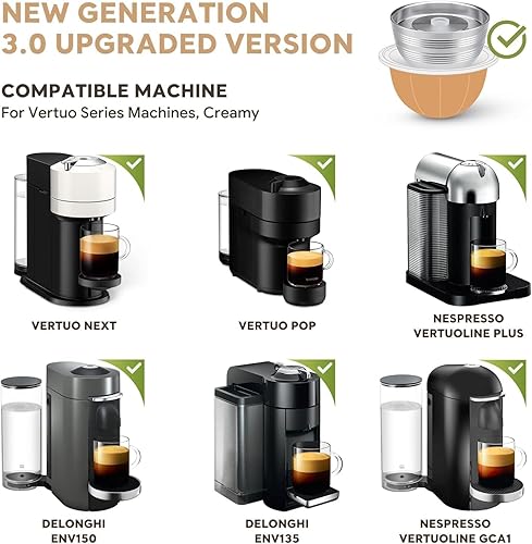 Miniatura 2 de Cápsula de café de metal de acero inoxidable compatible con V-ERTUO NEXT Cápsulas de café N-espresso reutilizables (1 cápsula de metal + carcasa de