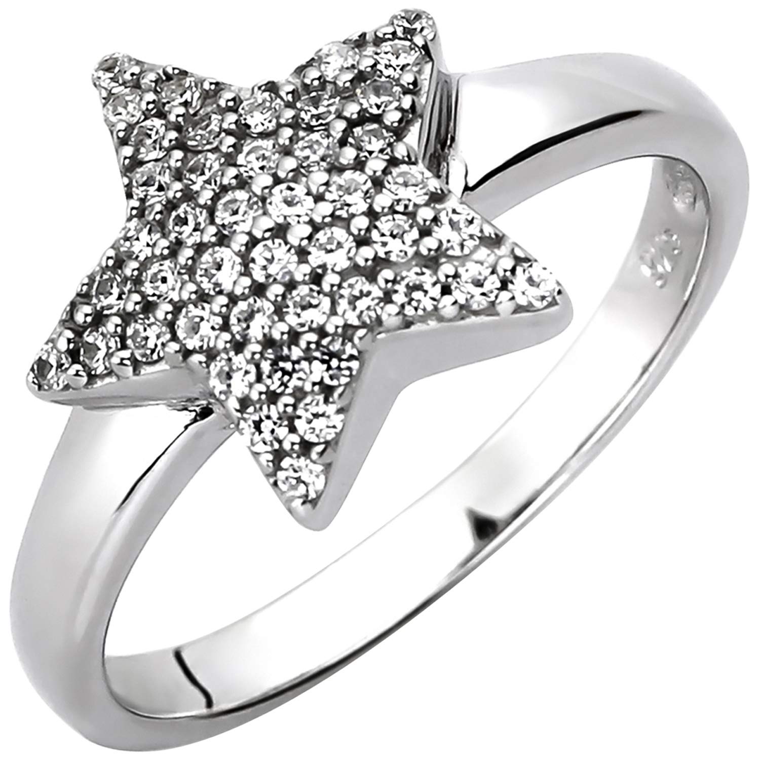 Jobo Damen-Ring Stern aus 925 Sterling Silber mit 45 Zirkonia