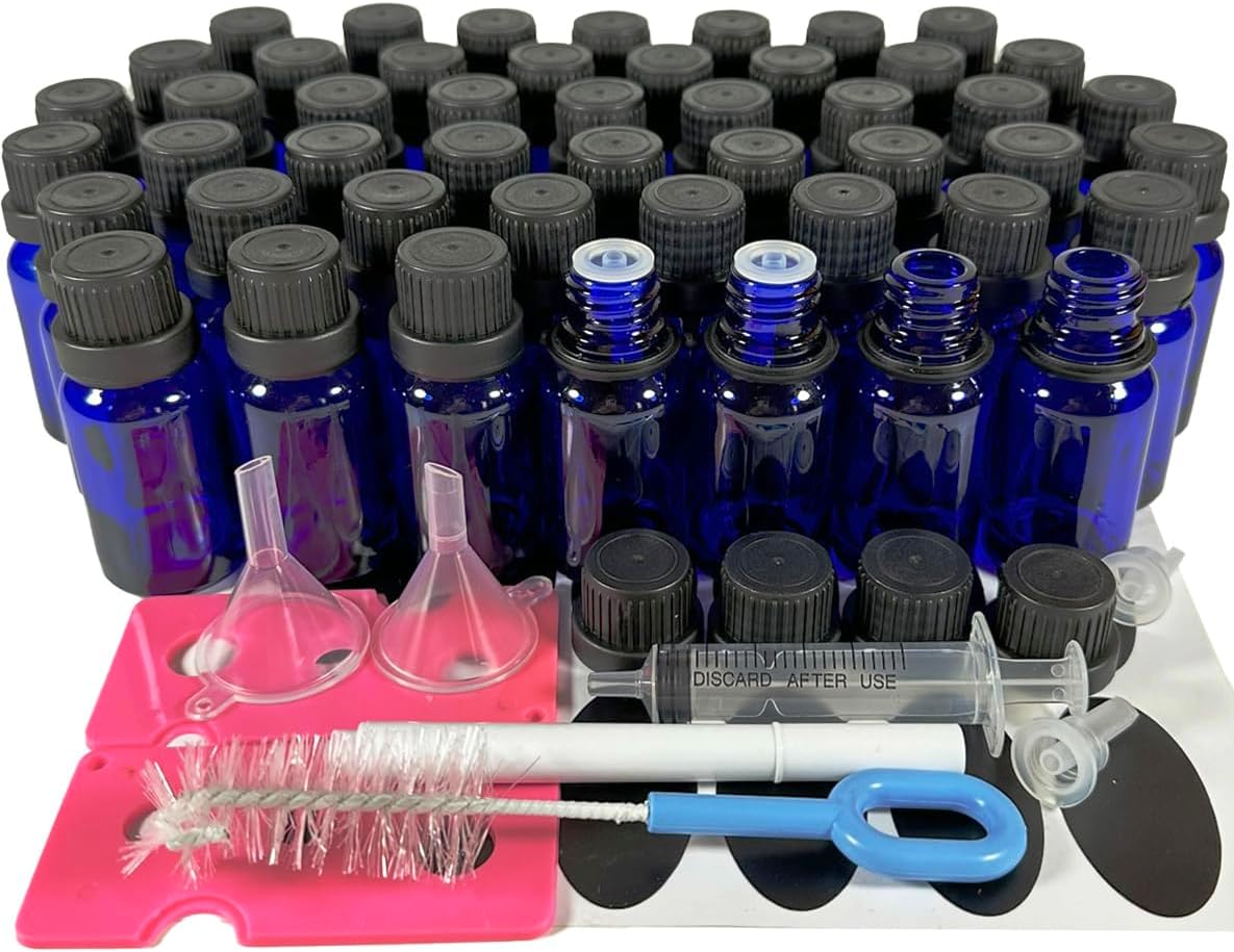48Pack 1/2oz (15ml) Essential Oil Dropper Glass Bottle. Refillable Sample Bottles Vials With Orifice Reducer Dropper And Cap For Perfume And Aromatherapy Oils (Amber)