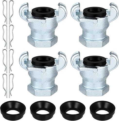 Therwen 4 juegos de manguera de aire de hierro NPT de 2 lengüetas, acoplamiento universal Chicago para extremo hembra y macho (34 pulgadas, extremo