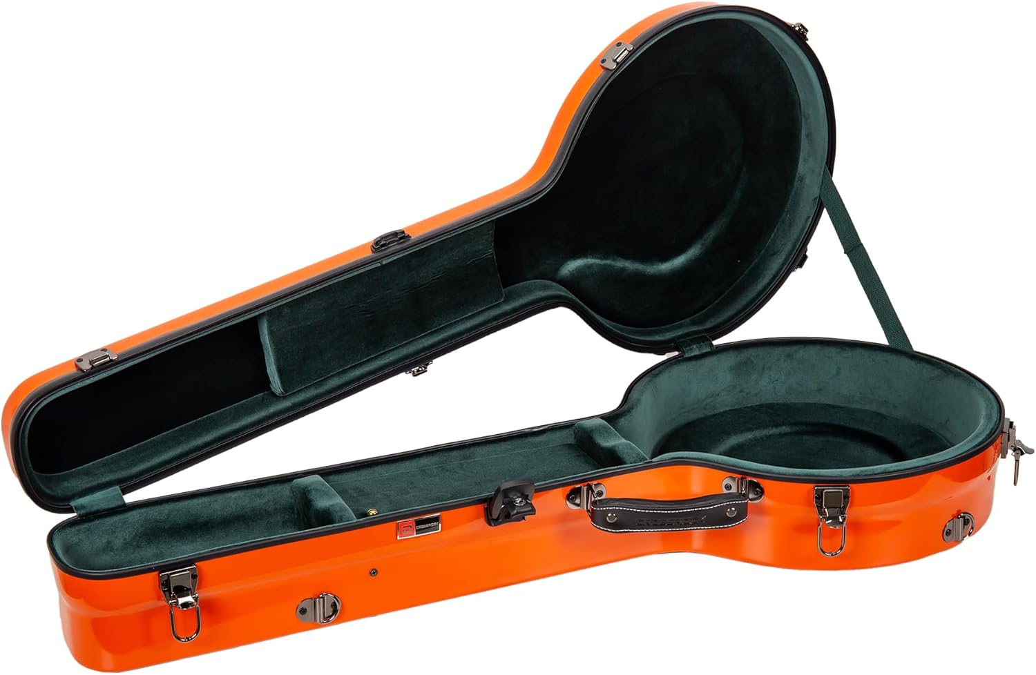 Crossrock Fiberglass Banjo Case Fits 5-String Resonator Styles, with Interior Compartment, Backpack Straps, Hygrometer, TSA Lock-Orange (CRF2023BJOR)