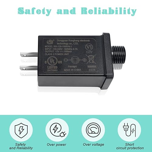 Miniatura 4 de 2 adaptadores inflables de repuesto para patio, fuente de alimentación de 12 V, 1.5 A, clase 2, transformador de bajo voltaje, enchufe de EE. UU.