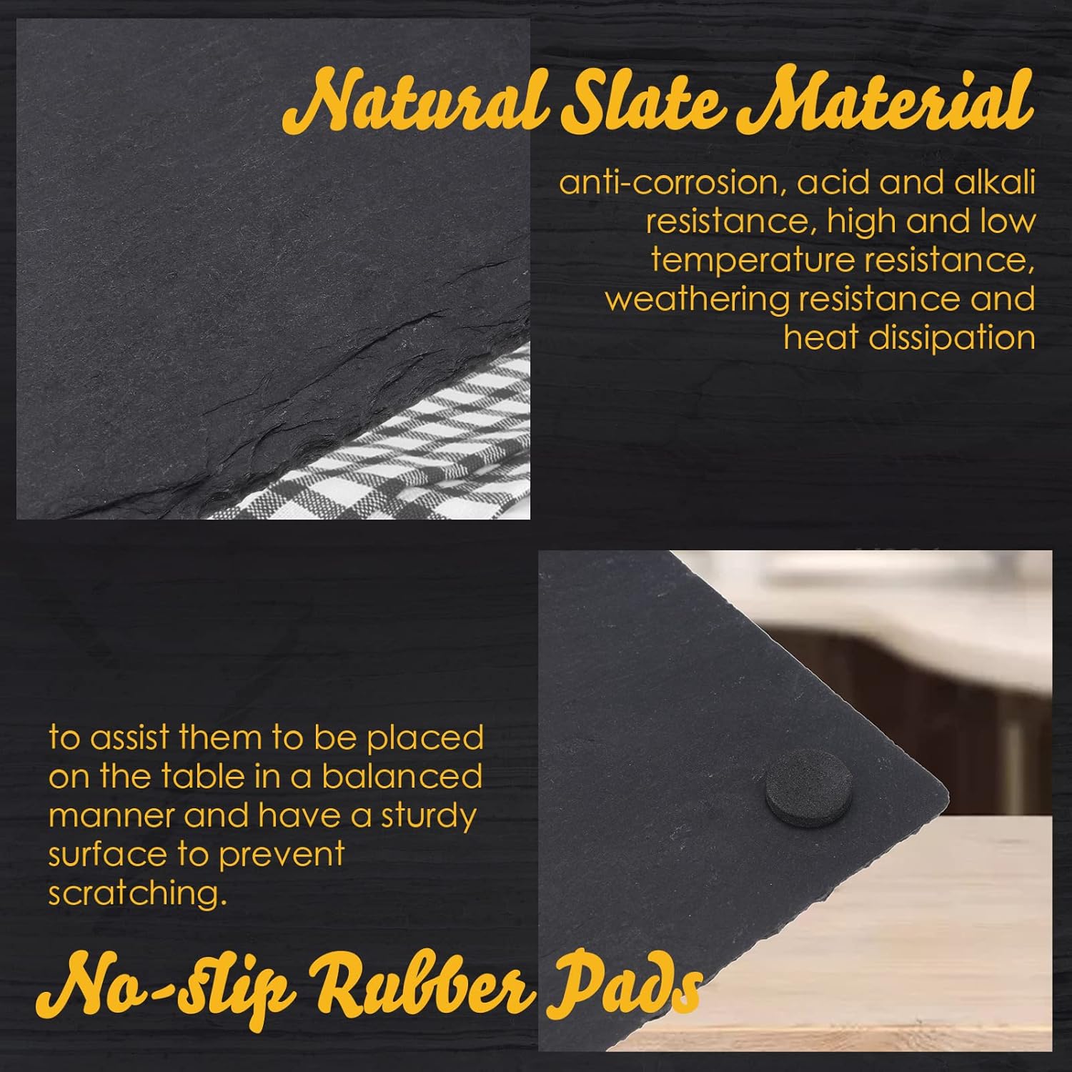 Zopeal 10 Pcs 10" x 5" Black Slate Charcuterie Boards Charcuterie Stone Plates with Natural Edge Slate Cheese Tray Serving Stone Board for Kitchen Dining Party Meat Fruits Display Chalkboard