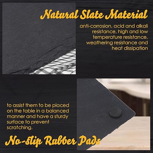 Miniatura 4 de 10 tableros de pizarra negra de 10 x 5 pulgadas pizarra negra de queso pizarra de cocina platos de piedra individuales para comedor fiesta queso