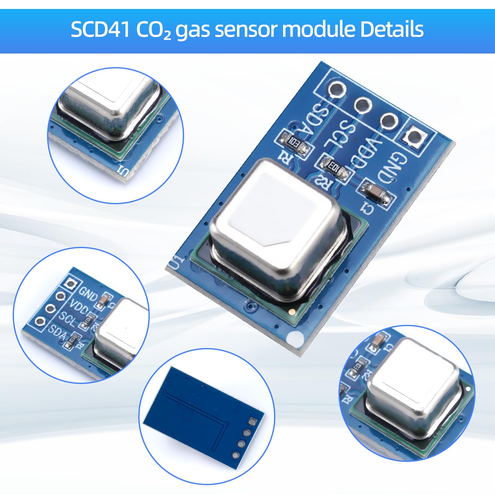 3 módulos de sensor de gas SCD41 CO2, módulo de sensor de gas, detecta CO2, sensor de temperatura y humedad 2 en 1, sensor de control de calidad del aire I2C, comunicación 2,4-5,5 V