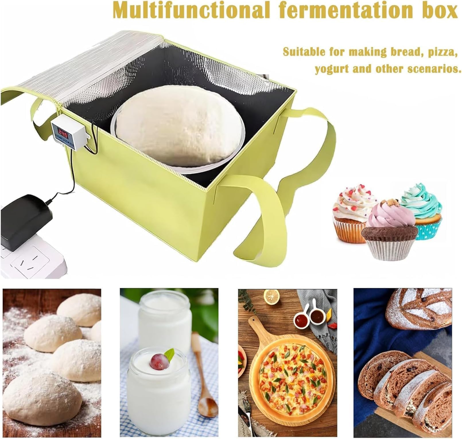 Incubadora de fermentación Elevador de Masa Multifuncional con Almohadilla térmica para Pan, Yogur