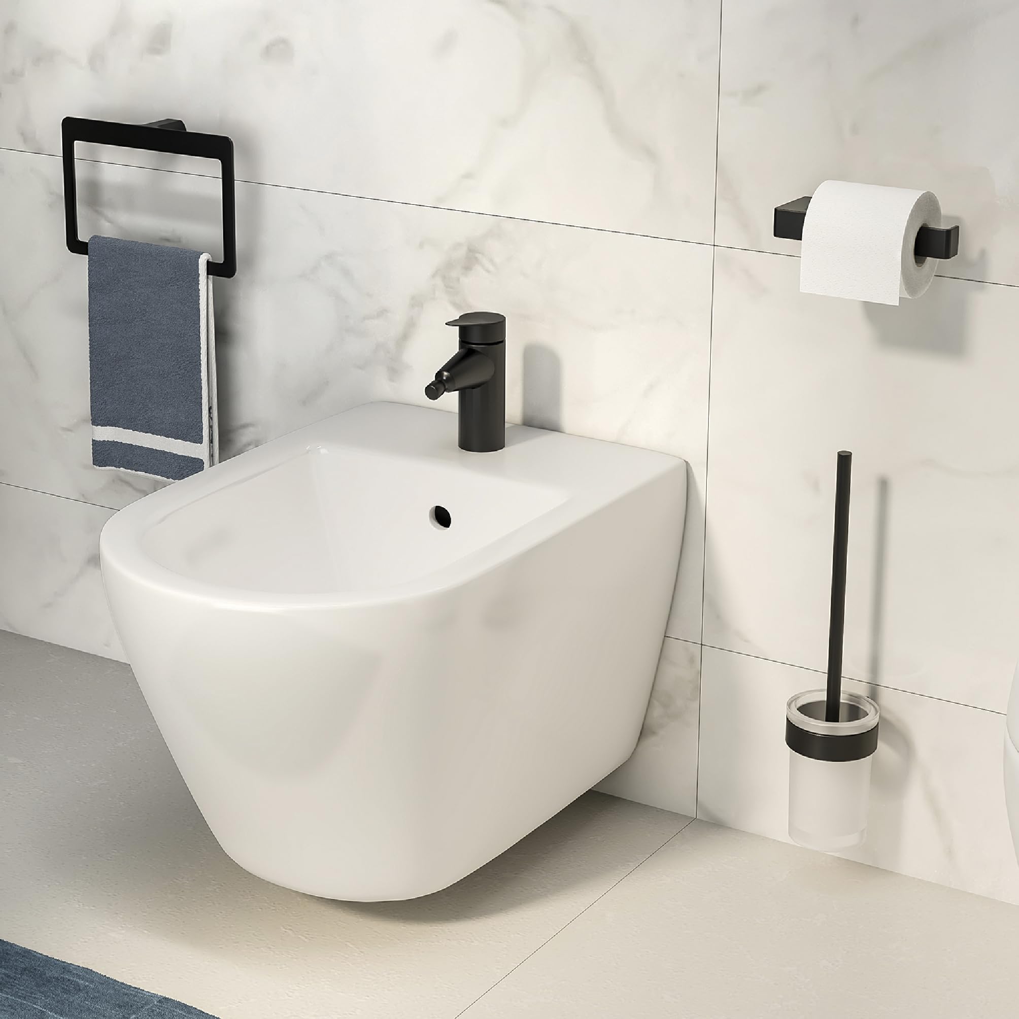 Gedy Pirenei Toilet Roll Holder Matte Black, Dull Black, 16,6x6,6x2,6cm - Image 4