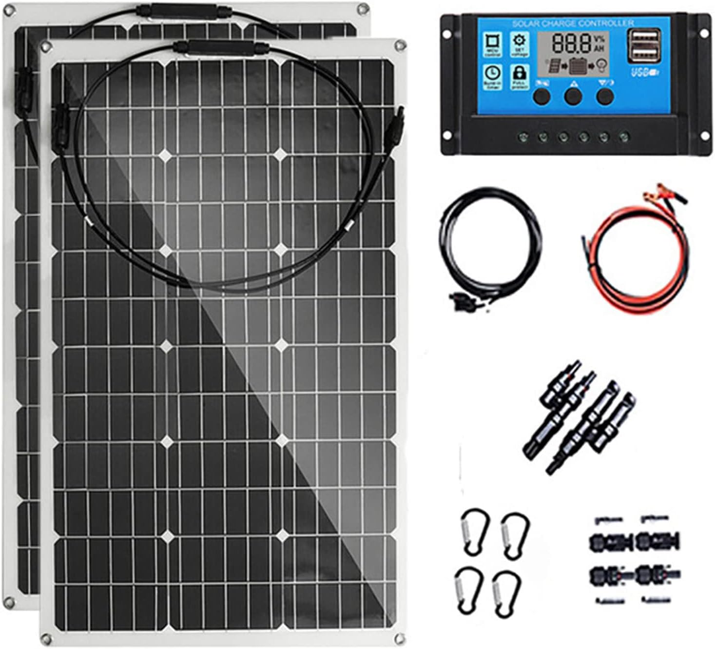Produktbild von 60W Solar-Batterieladegerät 12V – Tragbares Panel Mit Erhaltungsfunktion Für Auto, Boot, Wohnmobil