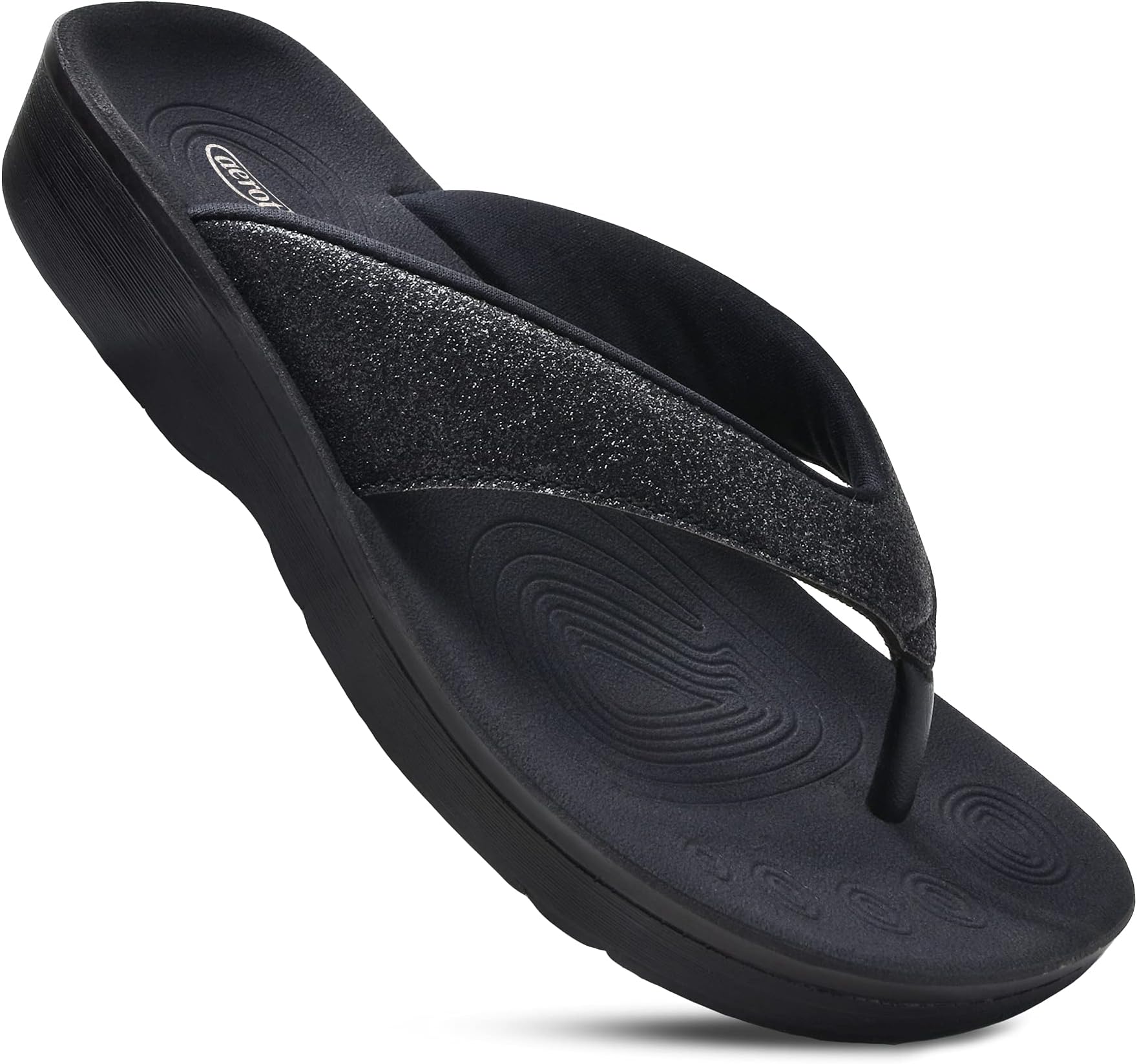 Comfy Flip Flops for Women with Arch Support Orthotic Footbed Stylish Faux Leather Padded Straps with Soft Toe Post & Non-Slip Sole Slip On Casual Indoor and Outdoor Ladies Sandals