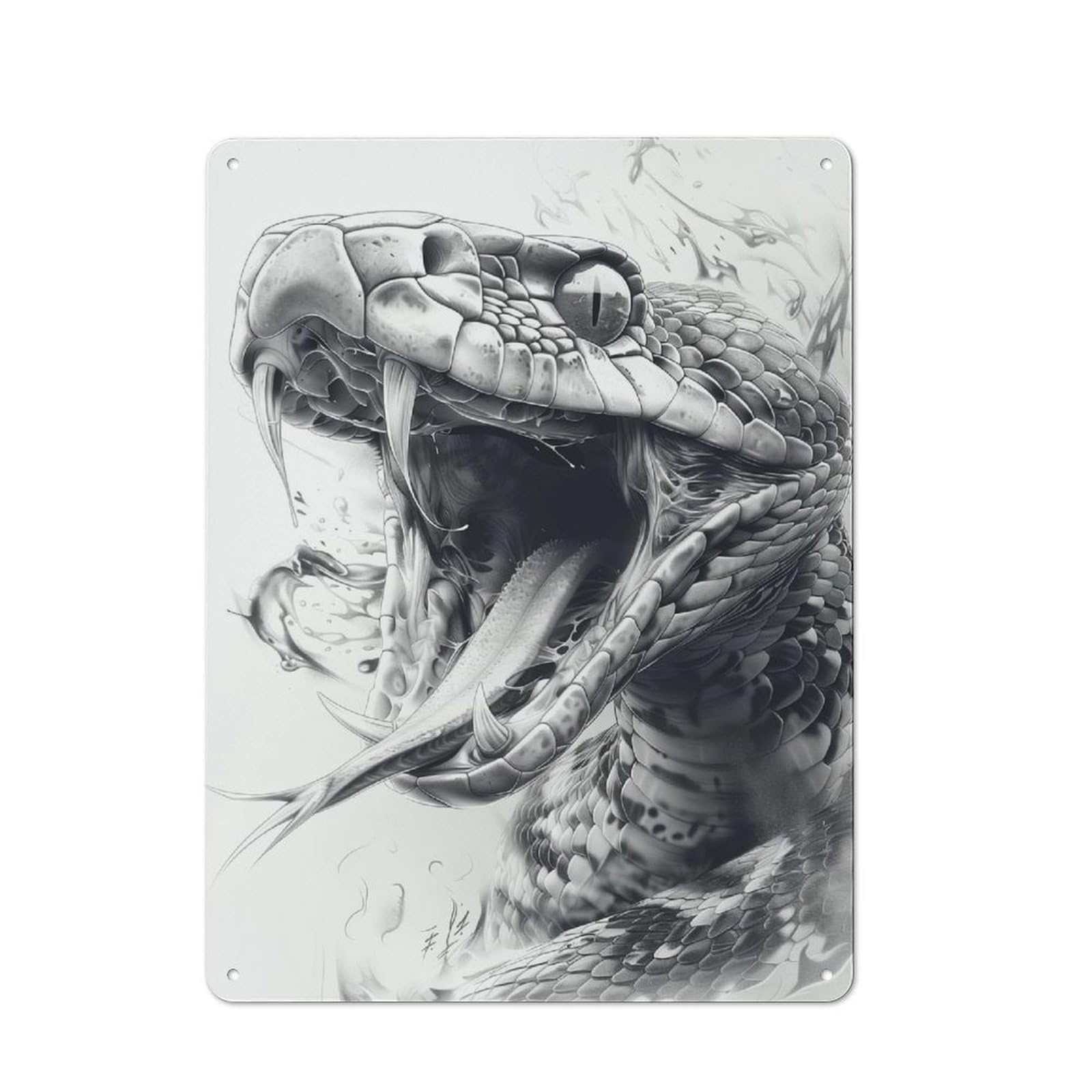 Junmoney King Cobra Vintage Tin Wall Plaque 40X30cm For Studio Or Craft Room, For Garage, Workshop And Man Cave Decoration