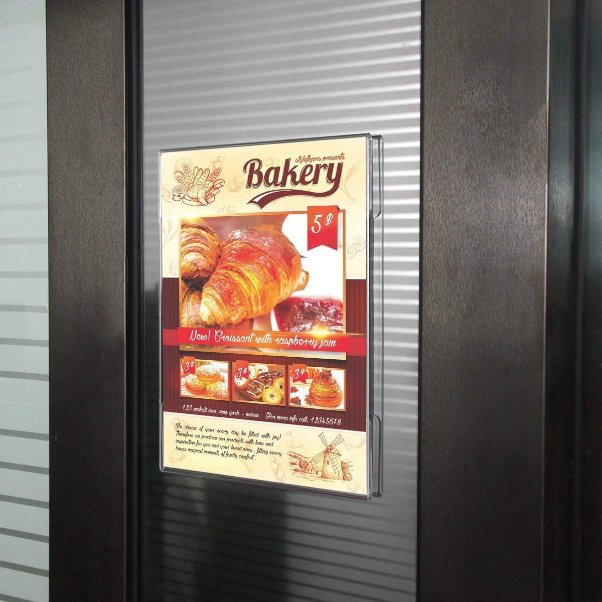 HIIMIEI Soporte de pared autoadhesivo A4 para carteles, con cinta adhesiva 3M, (6 unidades), para oficina, hogar, tienda, restaurante, centro comercial, sin taladrar, vertical