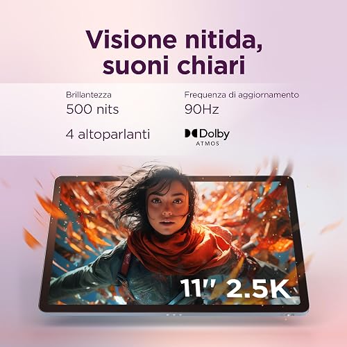 Lenovo Idea Tab Écran 11" 2,5K (2560 x 1600) 90 Hz, processeur Mediatek Dimenity 6300, RAM 8 Go, Mémoire 256 Go, WiFi 5, Tablette Android 15, Tab Pen Incluse - Polar Blue - 3
