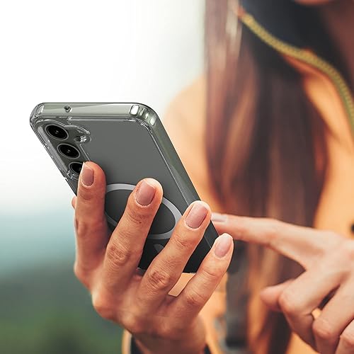 Miniatura 3 de ENCASED Funda magnética con cargador inalámbrico, diseñada para Samsung Galaxy S23, funda protectora híbrida, compatible con MagSafe, transparente
