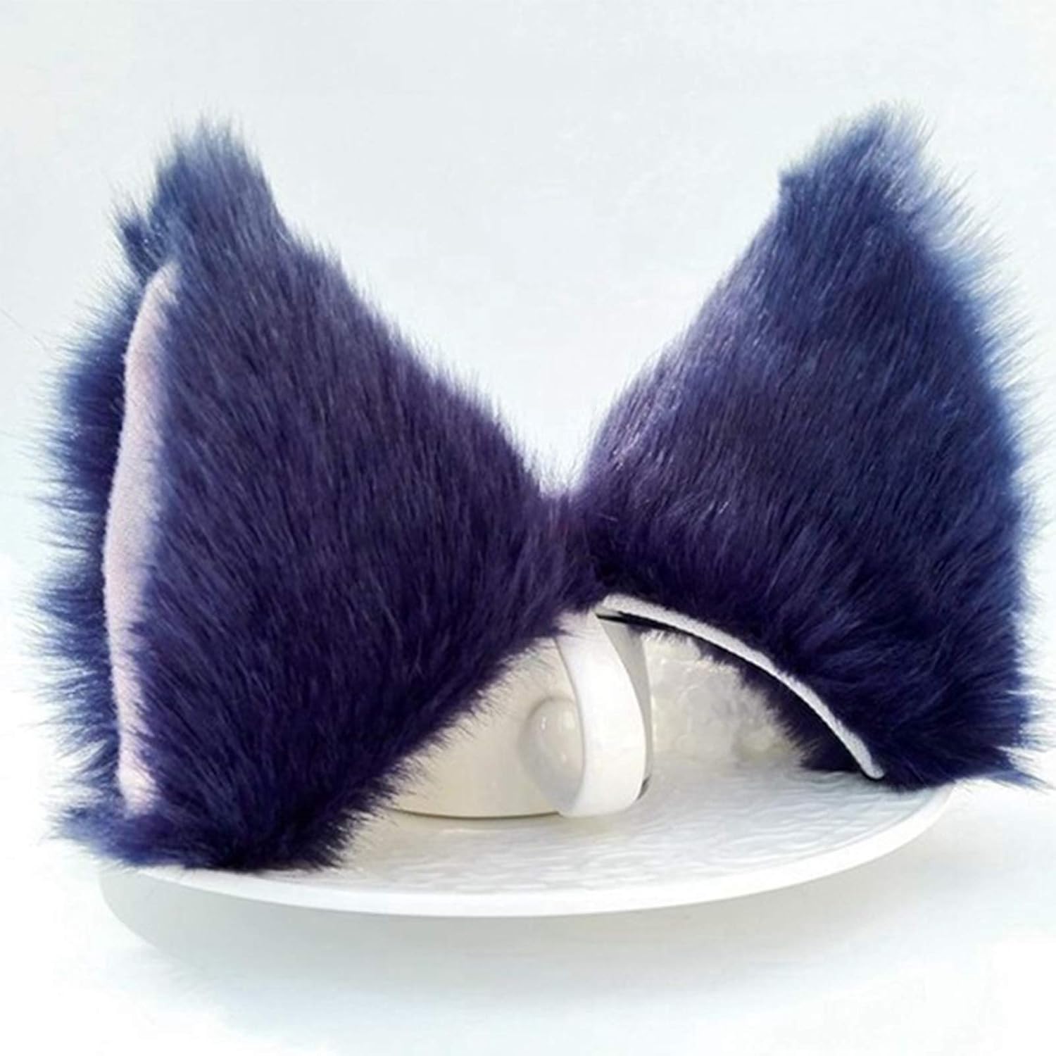 Cat Ears Hair Clips Fox Ears Barrettes Women Furry Fur Cat Headpiece Holiday Hair Pins Sweet Halloween Party Decoration Headband Anime Cosplay Costume Kitty Kitten Hair Accessories Dark Blue - Pink image 4