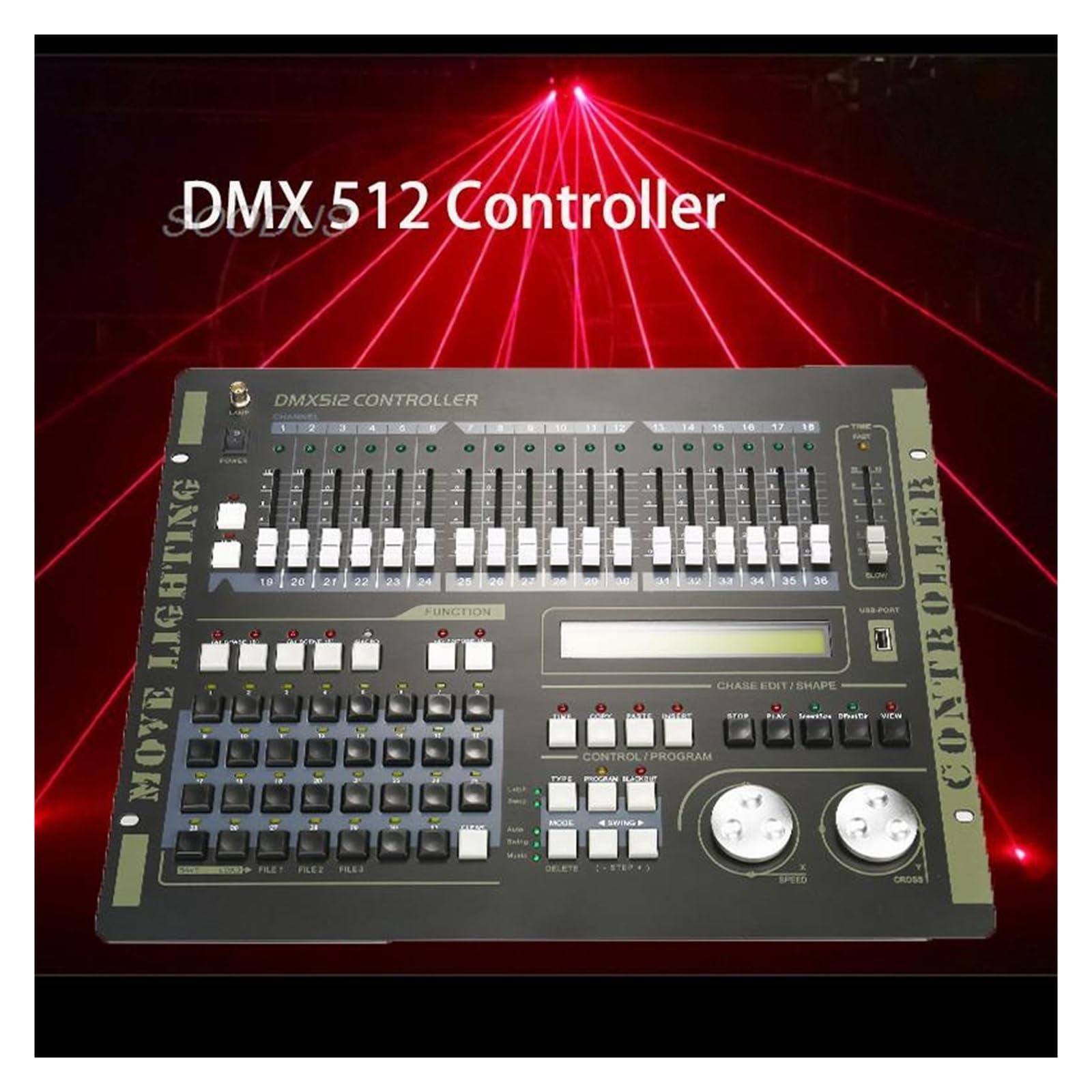 Kontroler DMX, Kontroler oświetlenia scenicznego DMX512 Konsola sterowania oświetleniem scenicznym DJ-a DMX 512 DJ na koncerty żywo, imprezy klubowe(Pro 512)