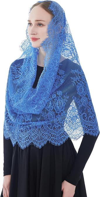 Wgior Spanish Infinity Veils for Church Lace Chapel Veils Catholic Church Veil Latin Mass Head Covering Scarf Mantilla