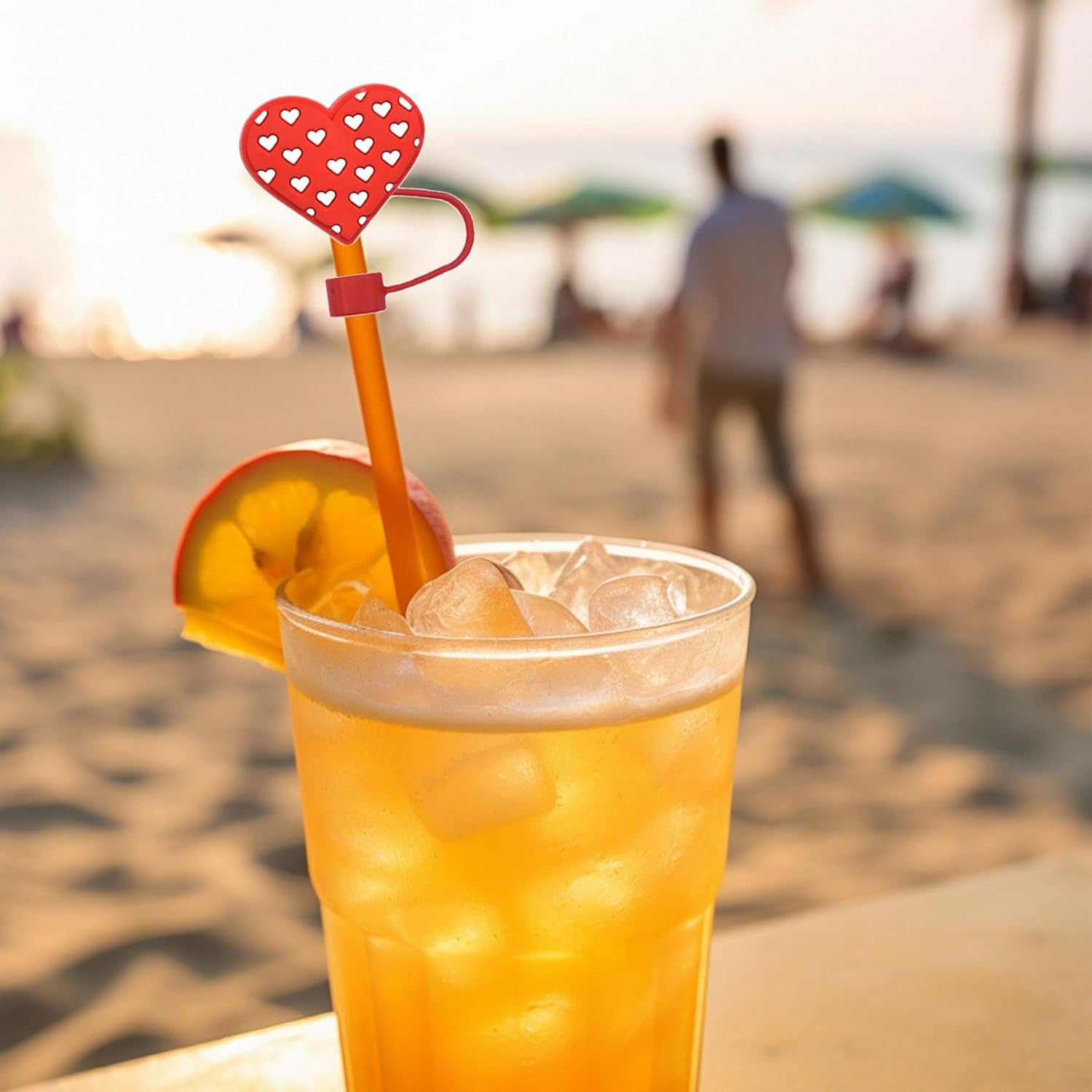 6PCS Love Heart Straw Covers Cap For 9-10mm Reusable Straw Topper Tip Compatible 30&40OZ Cups, Reusable Cup Accessories Decor Valentine's Day Gifts(Heart-6PCS) - Image 5