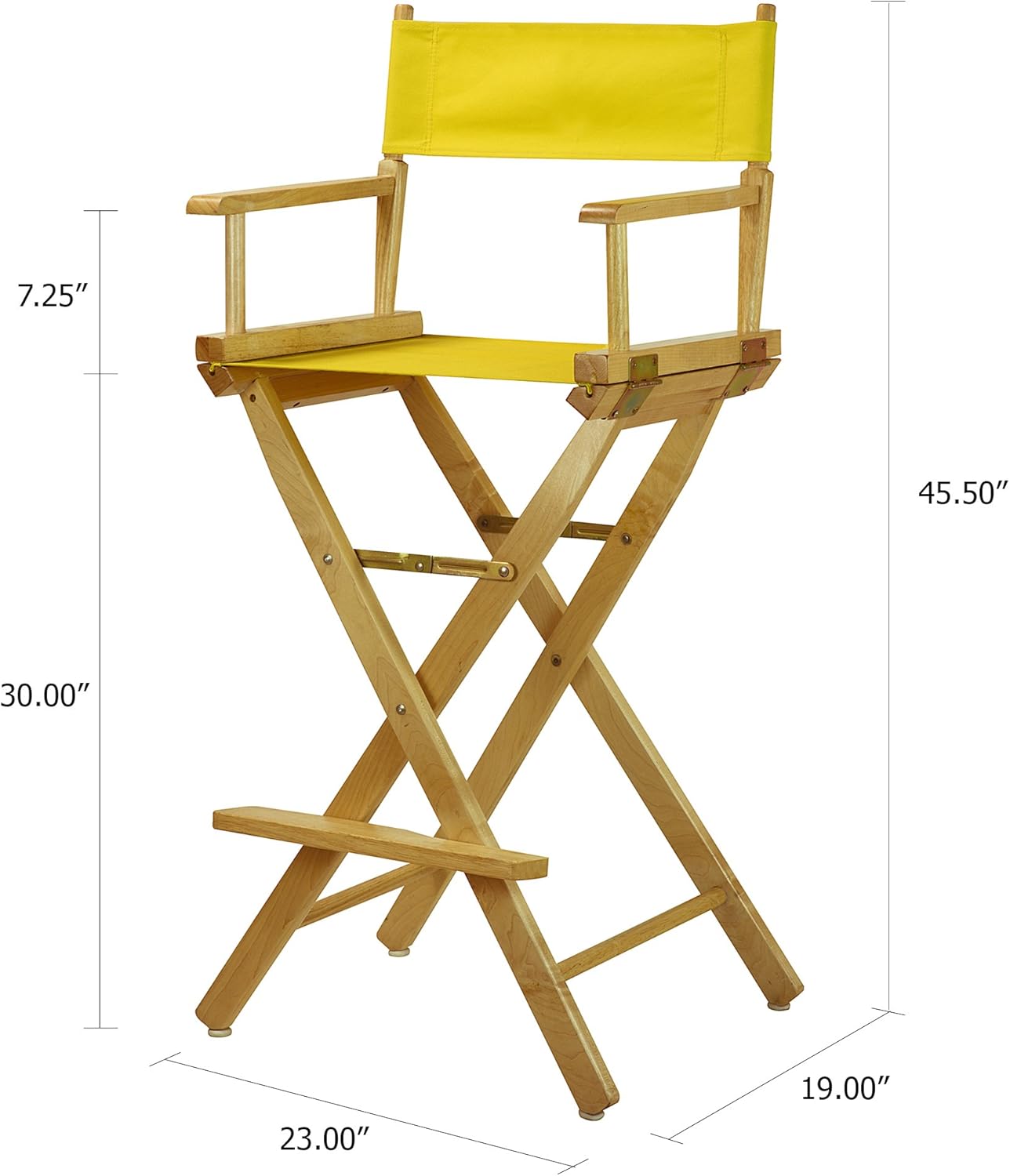 Casual Home Director's Chair ,Natural Frame/Yellow Canvas,30" - Bar Height