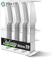Vista 16 de Party Bargains Disposable Plastic Black Gold Cutlery Set, Infinity Modern Design Utensils, 40 Pack: 16 Forks, 8 Knives, 16 Spoons