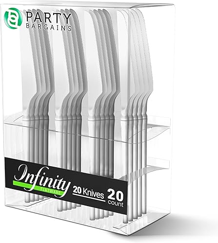 Miniatura 16 de Party Bargains Disposable Plastic Black Gold Cutlery Set, Infinity Modern Design Utensils, 40 Pack: 16 Forks, 8 Knives, 16 Spoons