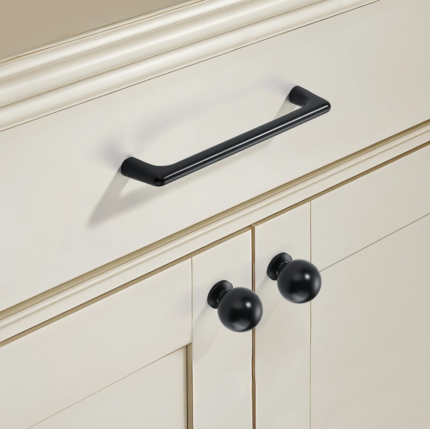 LIMUR 10 Pack 3.75 Inch (96 mm) Hole Center Matte Black Cabinet Pulls - Kitchen Cabinet Handles, Drawer Pulls,Drawer Handle, Wardrobe & Dresser Handles,Cupboard Hardware Solid Zinc Alloy