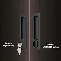 Vista 7 de Dontay - Manija de puerta corrediza embutida, función de entrada con llave, diseño rectangular moderno, (para dormitorio/baño) con cierre