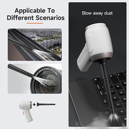 Miniatura 6 de pordsioc Mini aspiradora de mano inalámbrica, aspiradora portátil recargable 3 en 1, soplador de aire y bomba de mano, aspiradora de mano de 8000 PA