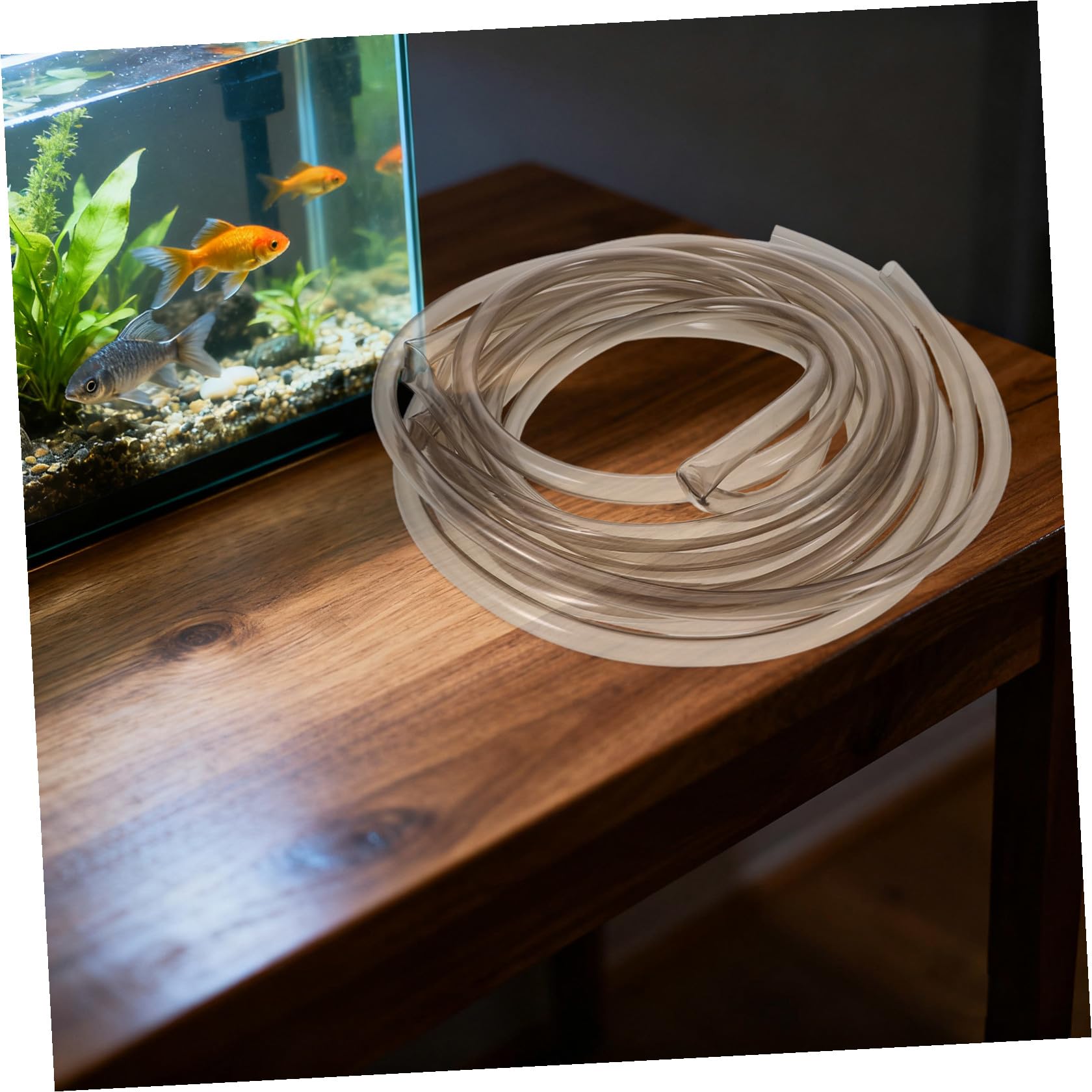 Aquarium Siphonschlauch 5m mit PVC Reduzierstück und Schlauchschelle Kieswaschsauger für Süß und Meerwasseraquarien Manuelles Wasserwechsel und Reinigungsset