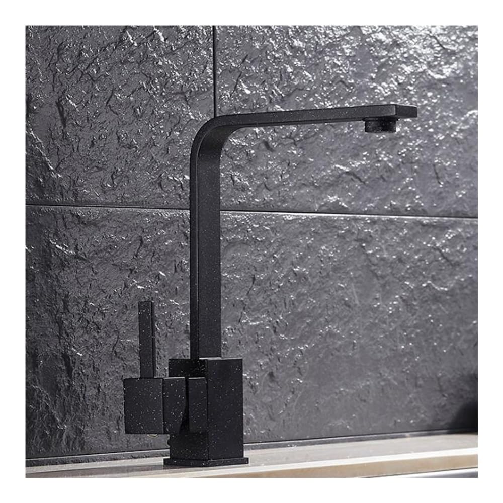 Kitchen Faucet 360 Degree Rotating Swivel Brass Deck Kitchen Sinks Faucet Hot Cold Mixer Kitchen Water Taps XT-177(Black Color with Dot)