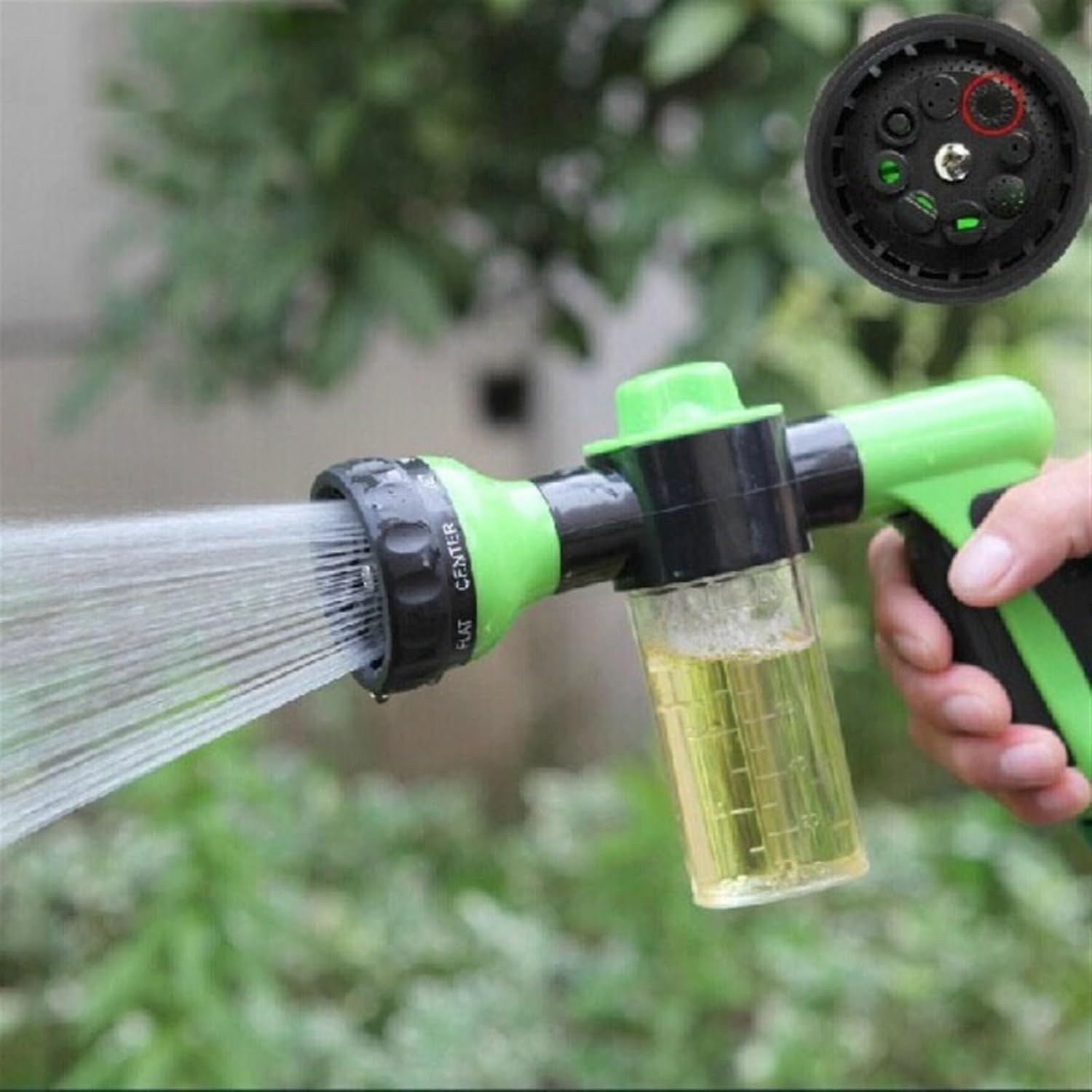 Cleaning Tool Water Gun Portable Car Washer Sprayer Auto Foam Lance 3 Grades Adjustable Nozzle Jet High Pressure(Green-1)