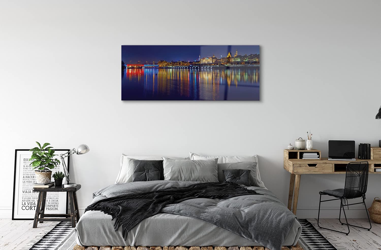 Tableau Décoratif Moderne Sur Verre Acrylique 120x60 Cm - Impression Ville & Pont - Marque Tulup - Neuf