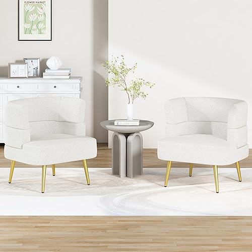 Miniatura 7 de AWQM Sofá individual, moderno sillón de sherpa con esponja de alta resistencia y patas resistentes, cómoda silla decorativa para dormitorio, sala de