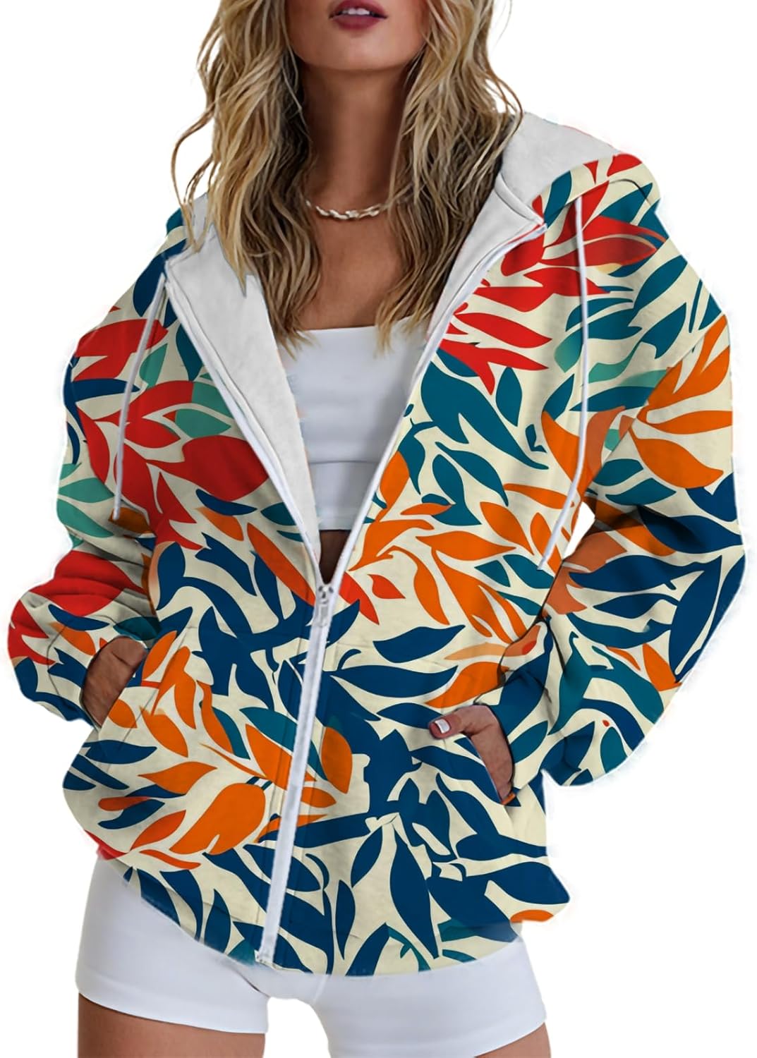 Hoodies for Women Zip Up Long Sleeve Hoodied Sweatshirt with Pockets Retro Graphic ...