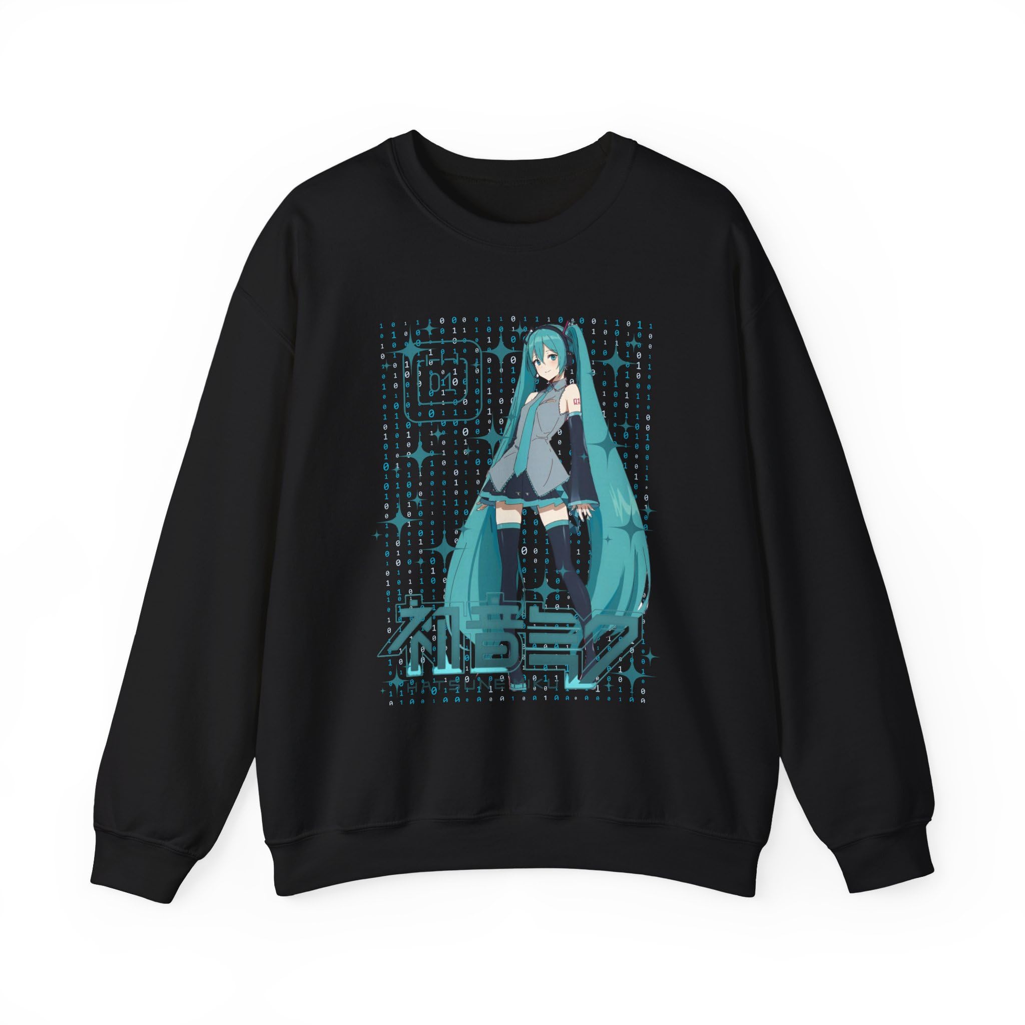 Hatsune Anime Miku Sweatshirt Virtual Idol Blue Line Art Crew Vocaloid Star with Cute Kawaii Anime Gift