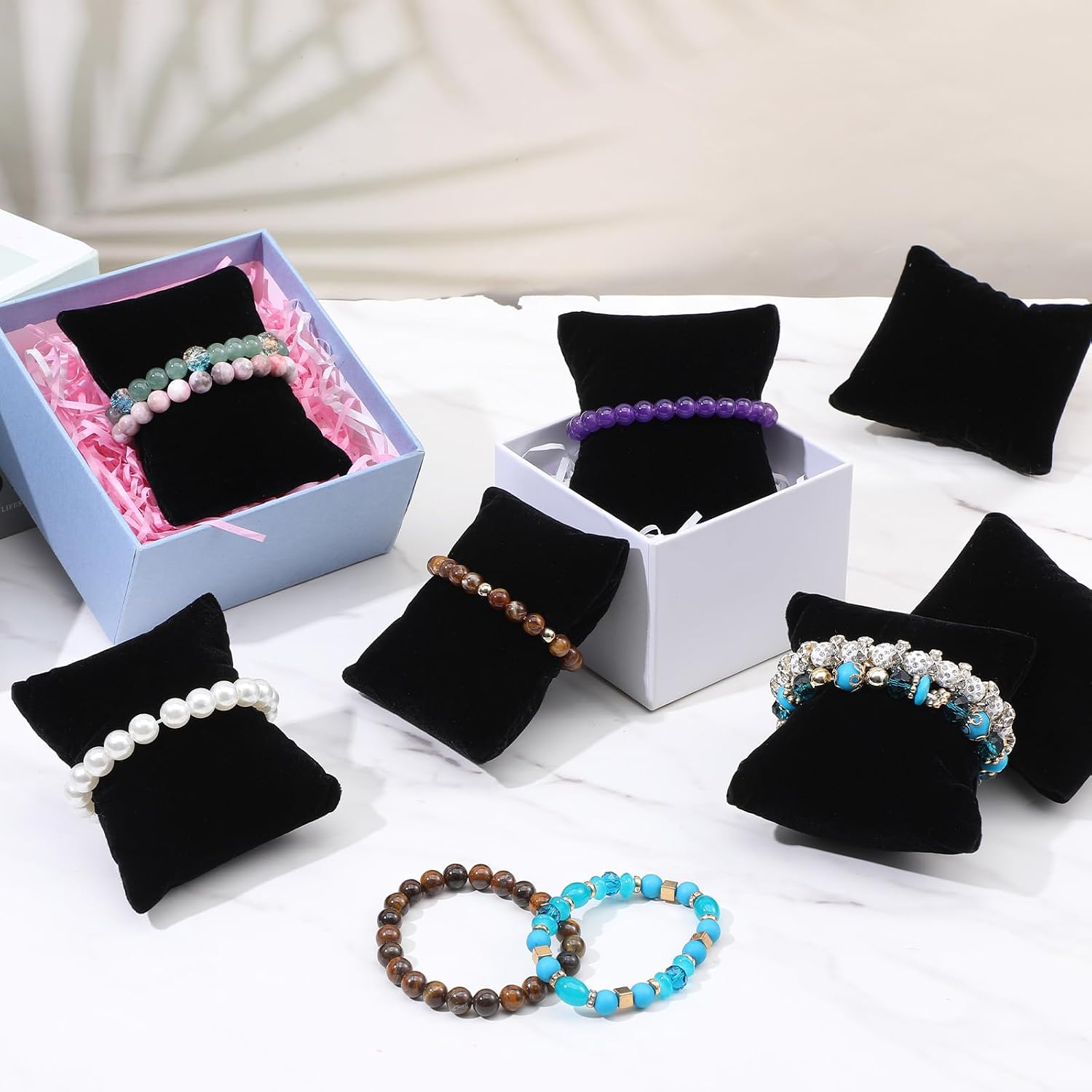 32pcs Velvet Watch Pillow Set - Plush Watch Cushion for Box Storage, Scratch-Resistant Display Stand for Bracelets & Timepieces - Black, 3x3x1.5in Each - Ideal Watch Pillows for Organizers & Vendors