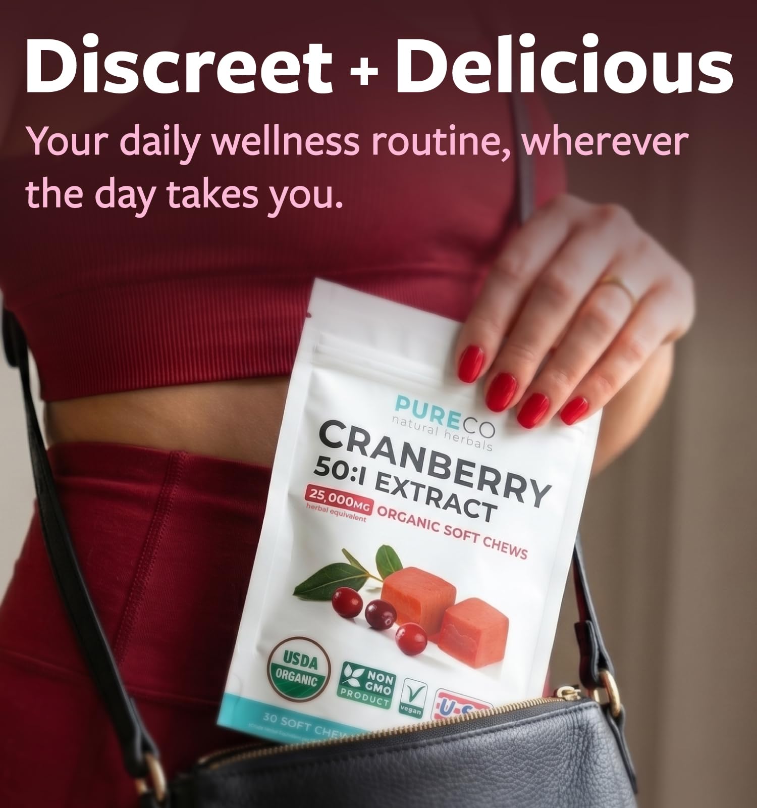 Certified Organic Cranberry Chews - Super 50X Potency Organic Cranberry Supplement for Women to Support Urinary Tract & Bladder Health — Amazon image 4