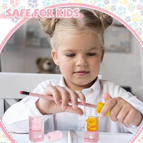 Miniatura 7 de 4 sacapuntas de pata de gato, bonitos sacapuntas manuales kawaii para niños, papelería rosa y amarilla, artículos esenciales de regreso a clases,