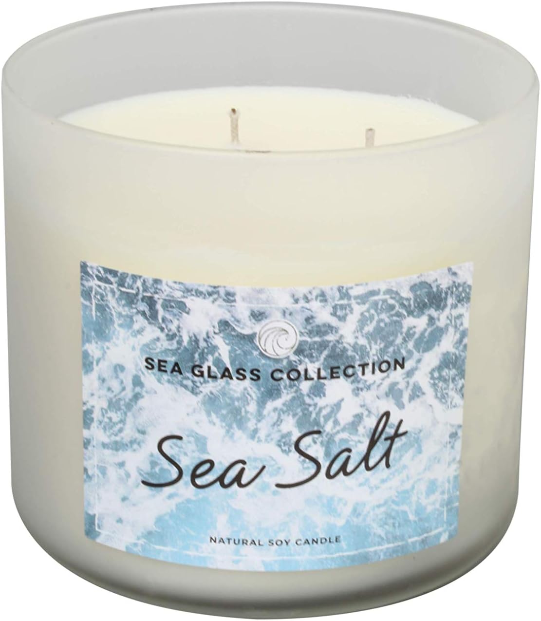 Scentsational Sea Glass Collection Aromatherapy Natural Soy Beach Candle Frosted Glass Jar (Sea Salt)