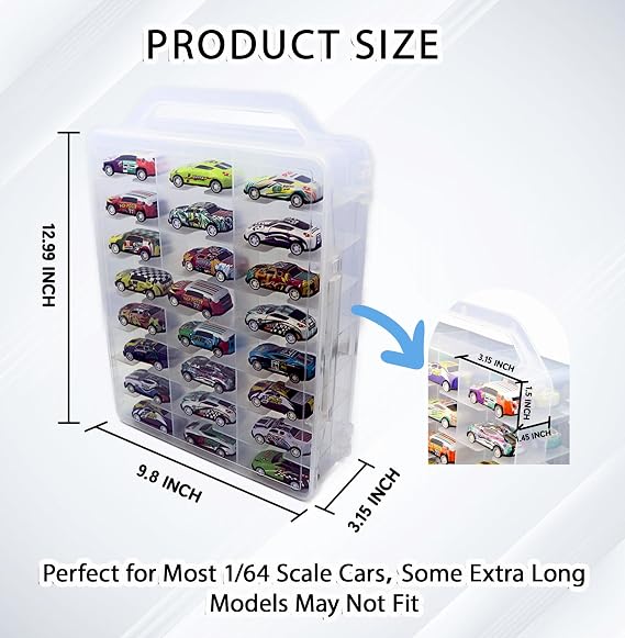 30 Pcs Protector Case + 1 Pack Double Sided Toy car Storage case