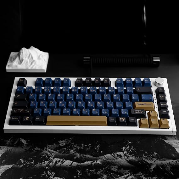 Blue Samurai Keycaps 129 Keys, Cherry Profile Dye Sublimation Keycaps for Gaming Keyboard, PBT Customized keycaps Set with Puller for Cherry Mx Switches Mechanical Keyboard