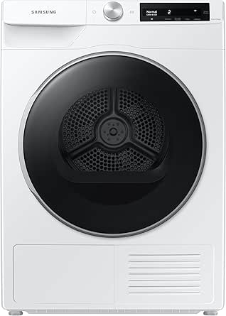 Samsung 4.0 Cu Ft Heat Pump Dryer, Compact Clothes Drying Machine, Stackable with Sensor Dry, 12 Cycles, 40-Minute Express Dry, DV25B6900HW/A2, White