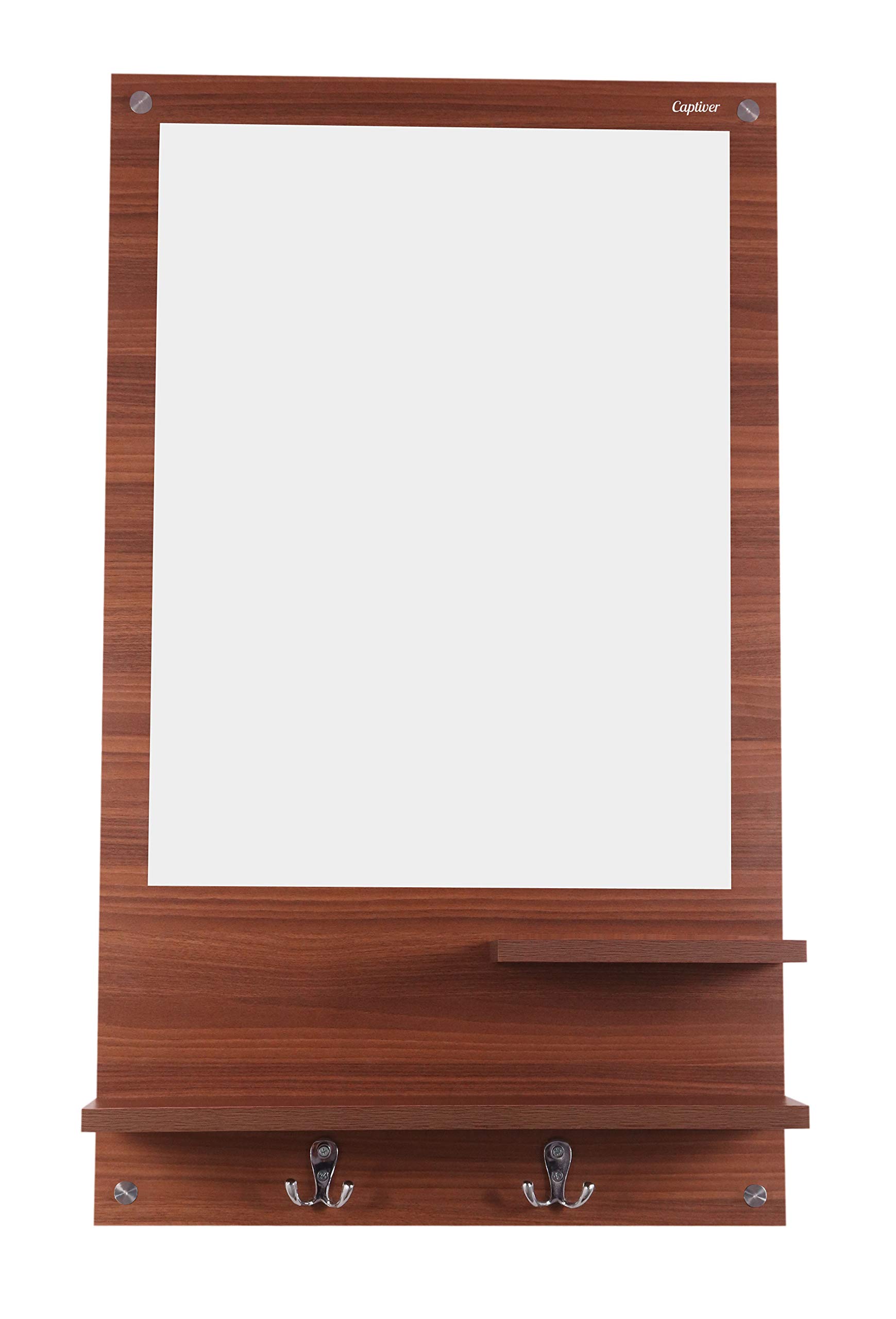 Captiver Cabinet Engineered Wood Wall Mounted Dressing Table with 2 Storage Shelf Racks Stands (54x14x91 cm,Teak) Office Home Bar Bedroom Living Room Bathroom Stylish Make Up Organisers 1