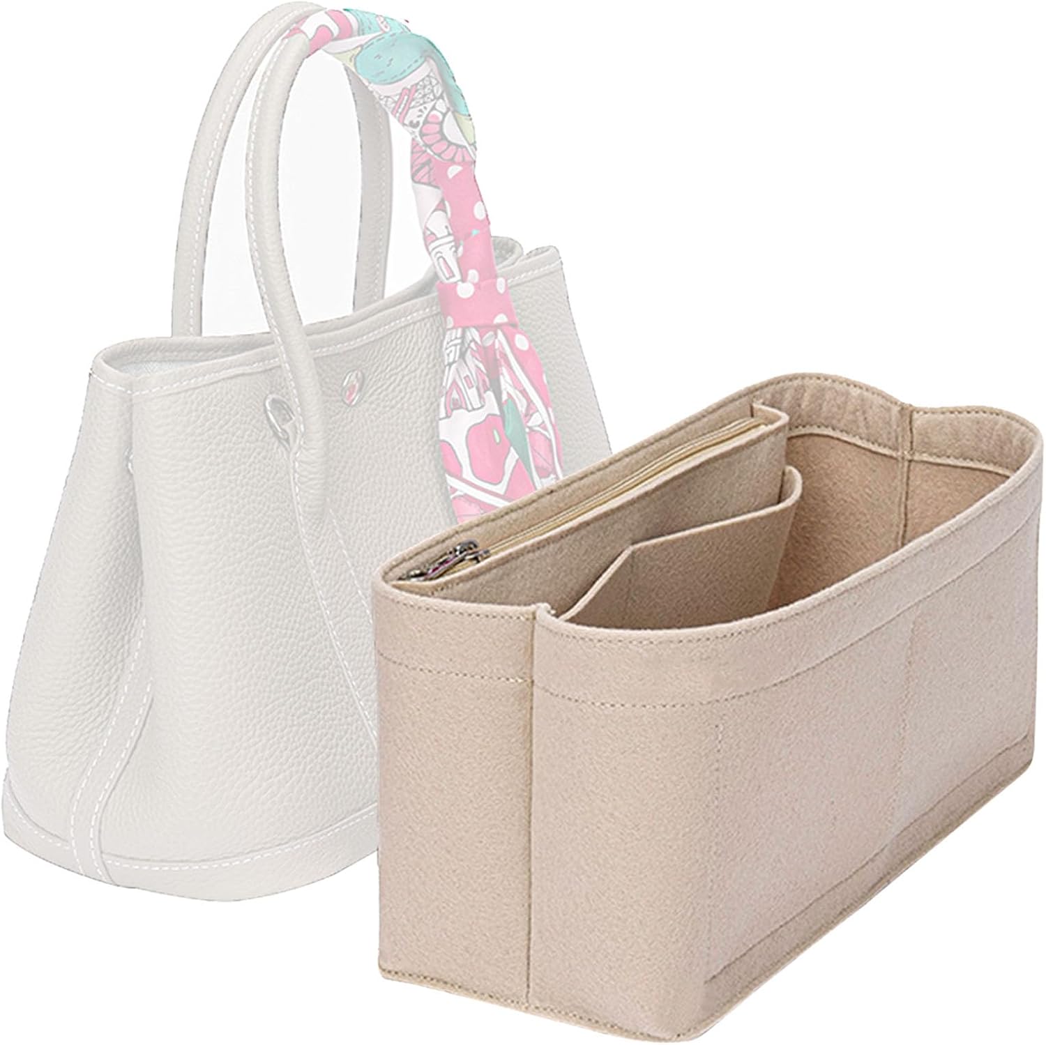 Lckaey bag organizer for hermes garden party tote garden party 36 Handbag Felt insert Y085Khaki-L