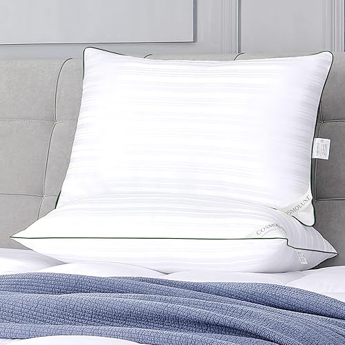 Cosmoluxe Hotel Collection - Juego de 2 almohadas de cama firmes tamaño Queen para dormir, almohadas alternativas de plumón, paquete de 2 para