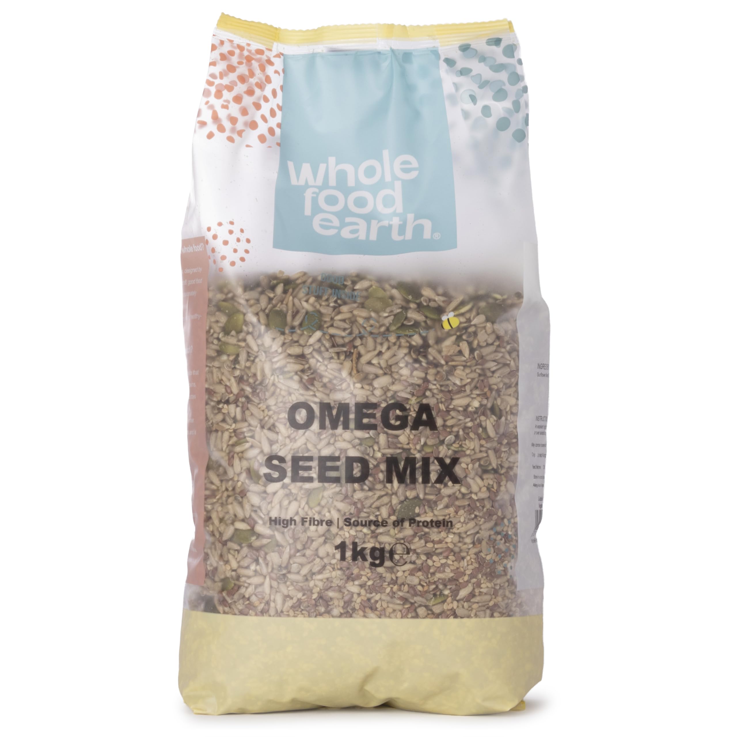 Mezcla de Semillas Omega Wholefood Earth Calabaza Girasol Sésamo Lino 1kg Alto en Proteínas Fibra Vegana