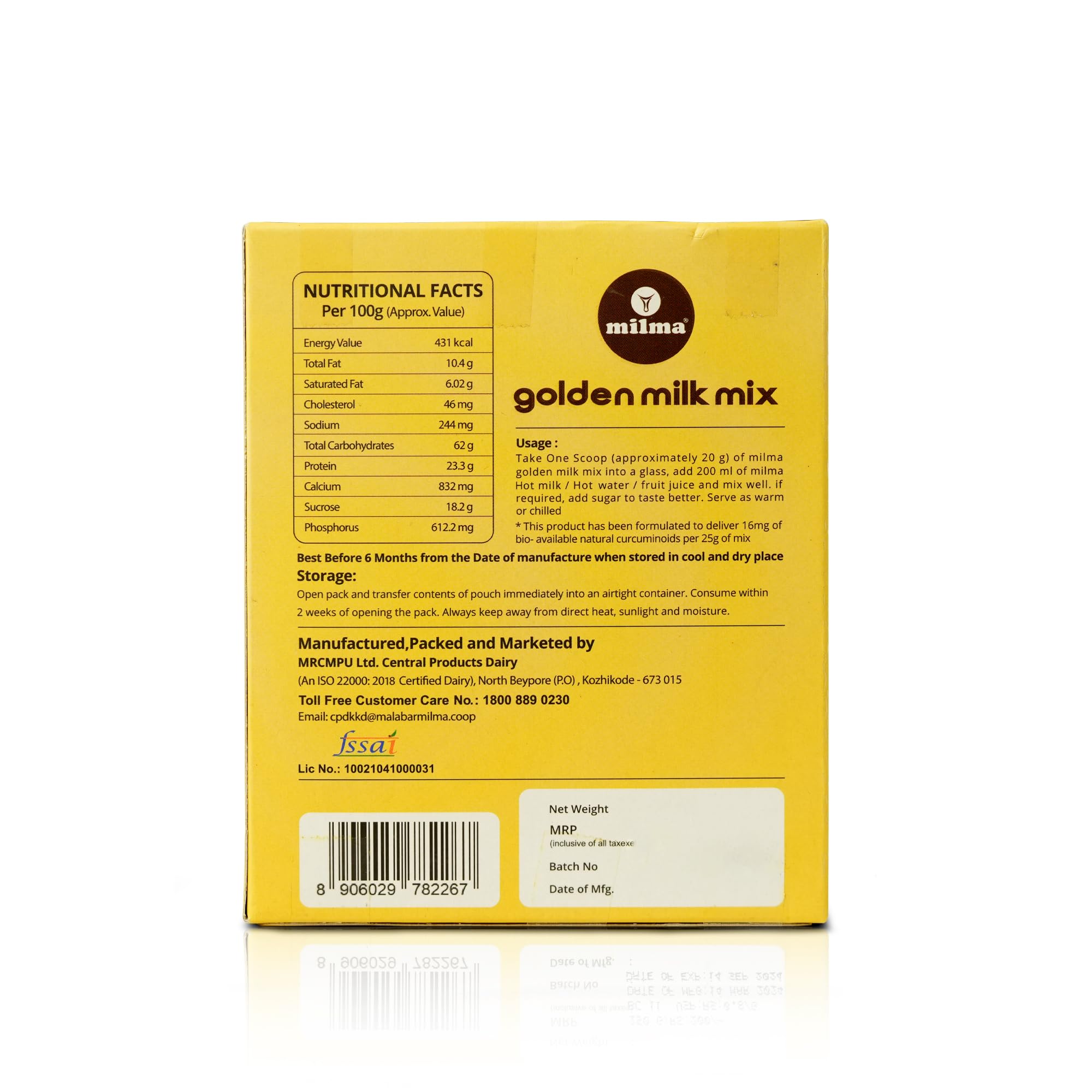 Milma Golden Milk Mix | Turmeric Latte Powder with Bioavailable Curcumin | Ayurvedic Haldi Doodh for Immunity Support | No Preservatives | 500g (Pack of 2, 250g Each) — Amazon image 2