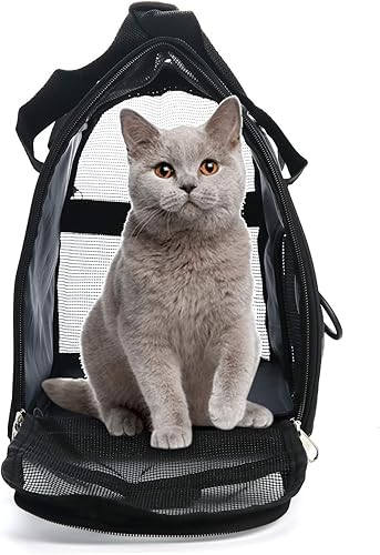Miniatura 9 de MuchL Transportador para gatos de lado suave para gatos medianos, gatos pequeños, perros y cachorros, cómodo, portátil, plegable, aprobado por