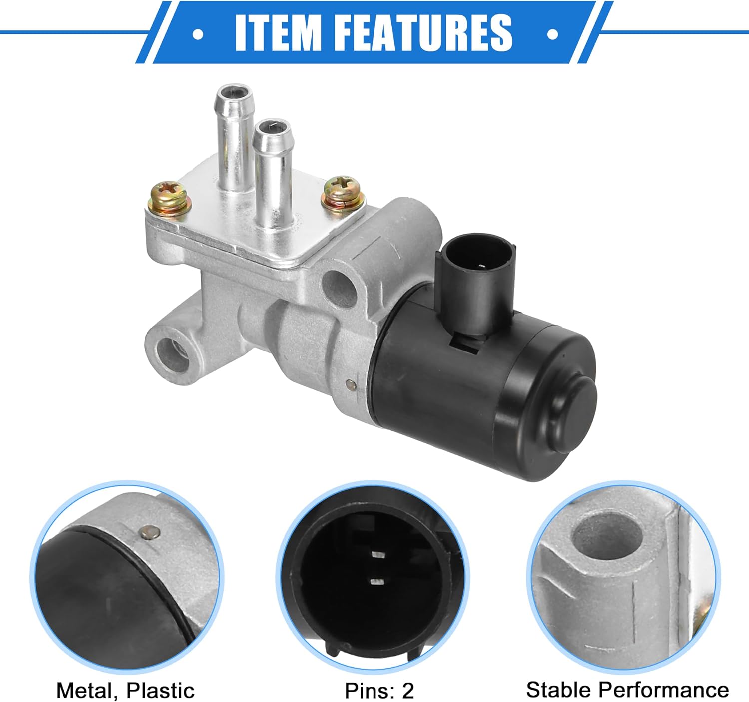 Idle Air Control Valve Compatible for Honda Civic 1992-1995, Durable Metal Silver Tone Idle Control Valve with Gasket