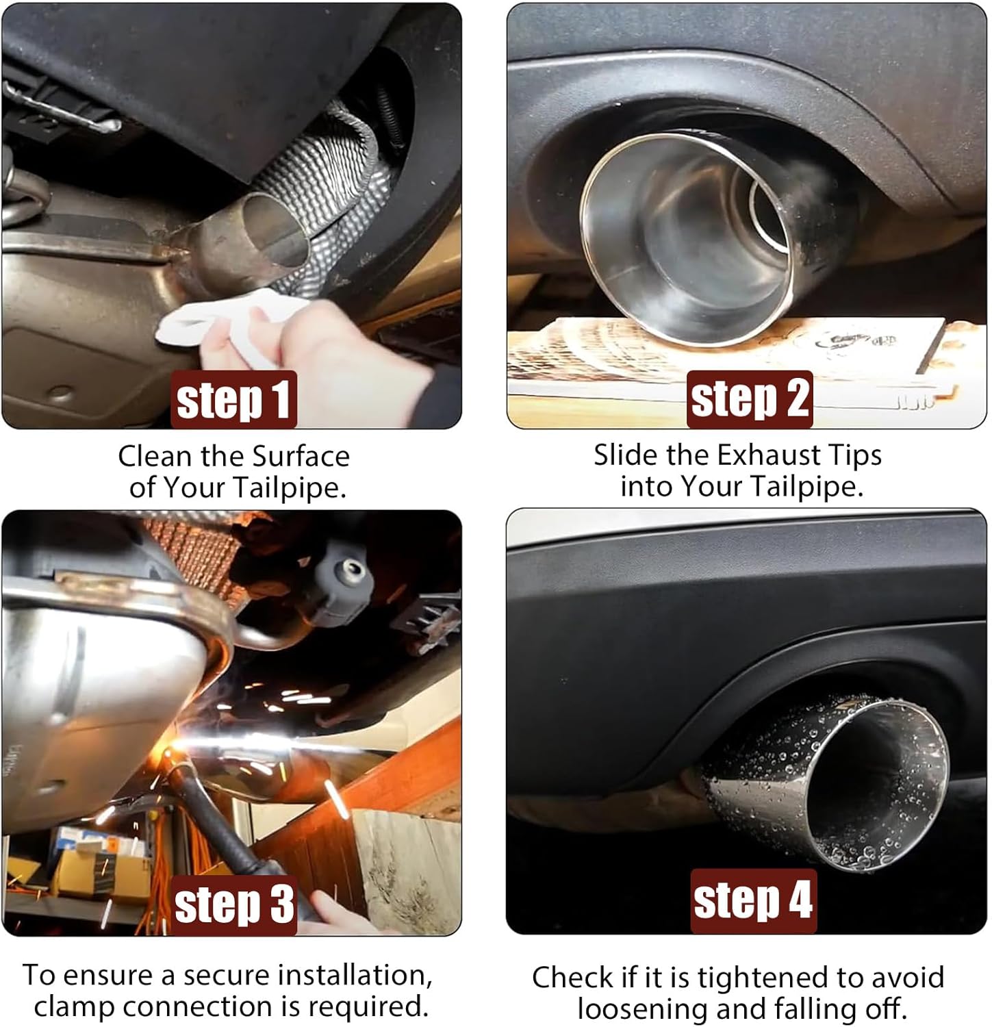 MXA 4 to 5inch Exhaust Tip,Tail Pipe Exhaust Tip for Car, Dual Wall Angle Cut Exhaust Tips Universal Stainless Steel (4"x5"x12")