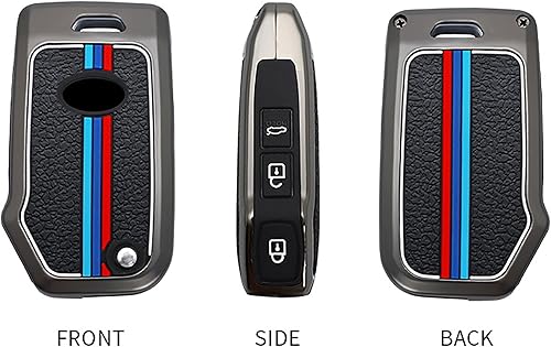 Miniatura 3 de ontto Funda para llavero Kia Flip plegable con control remoto de metal para llave de coche, Negro -